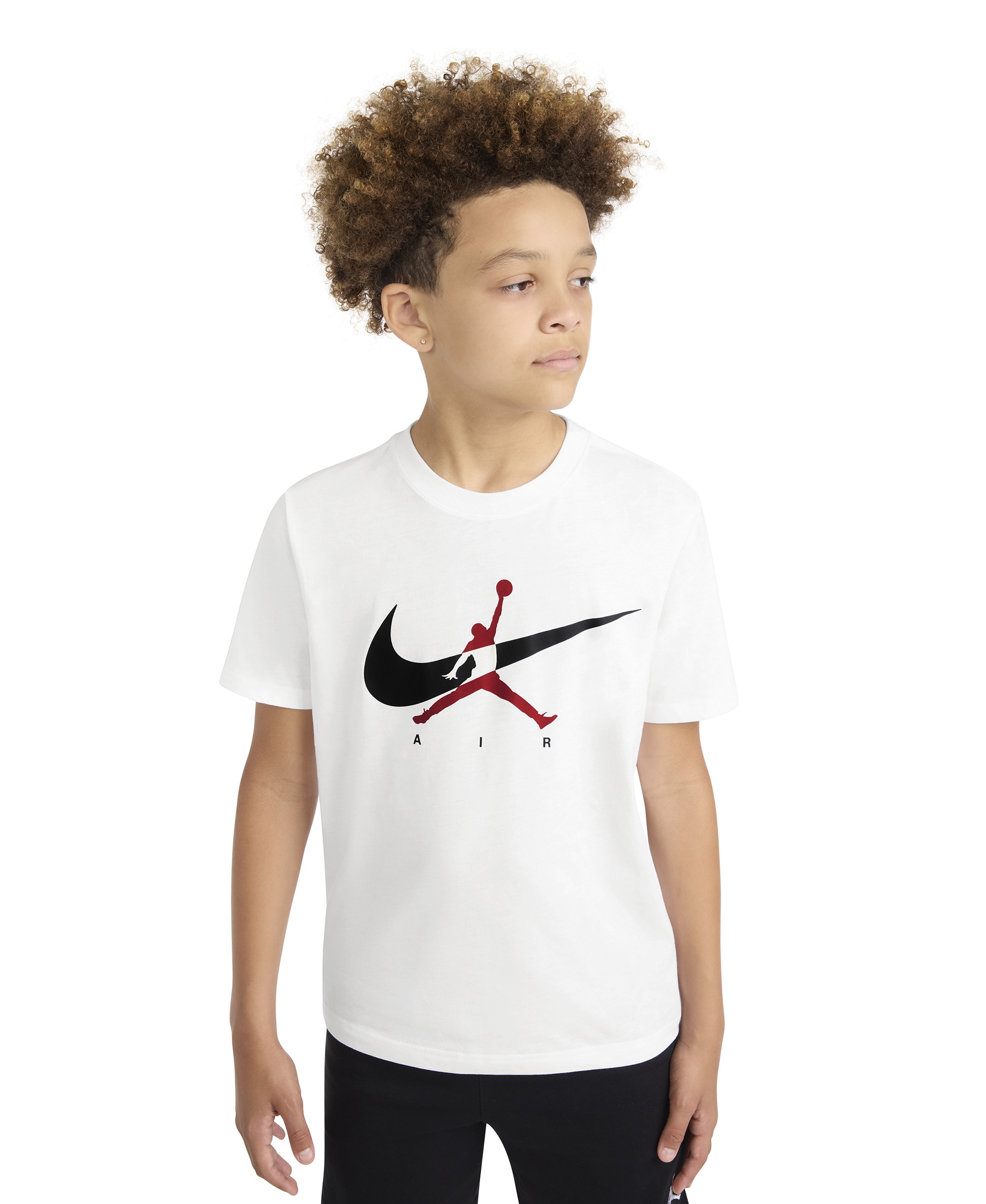 Jordan Boys' 8-20 Jumpman Swoosh Logo Crewneck T-Shirt - White