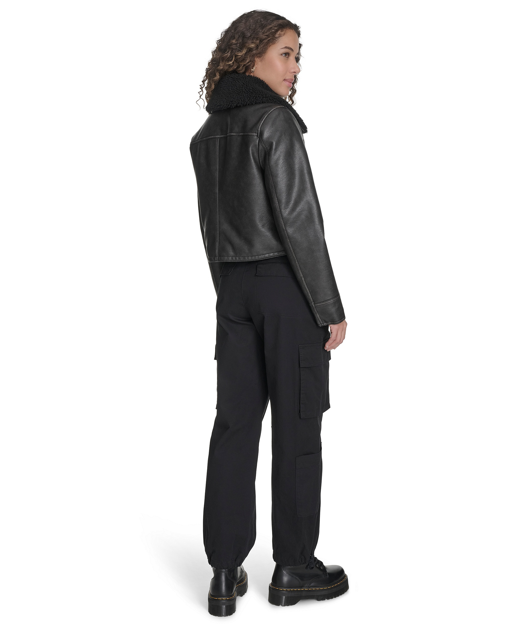 Levi's Women's Regular Faux Leather Aviator Jacket - Black