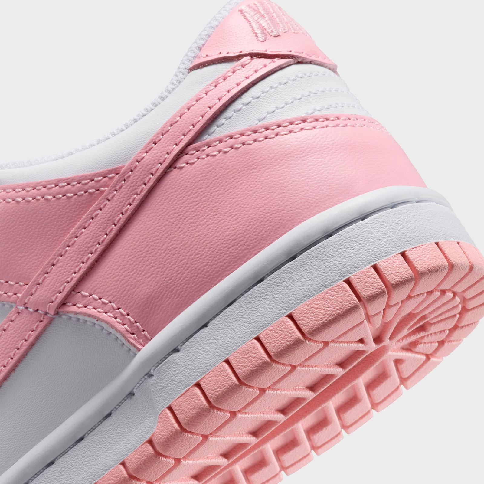 Big Kids' Nike Dunk Low Casual Shoes - White/White/White/Medium Soft Pink