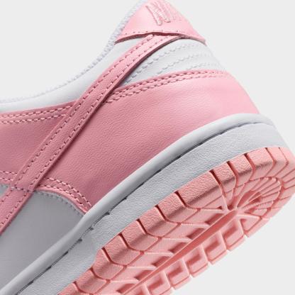 Big Kids' Nike Dunk Low Casual Shoes - White/White/White/Medium Soft Pink