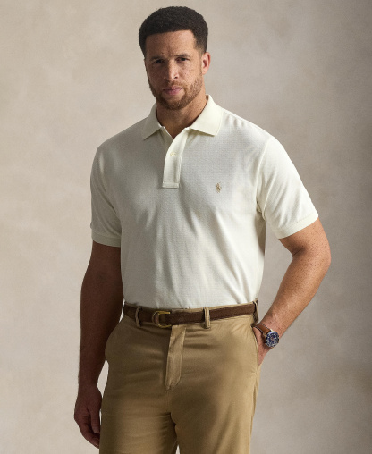 Polo Ralph Lauren Men's Big & Tall The Iconic Mesh Polo Shirt - Parchment Cream