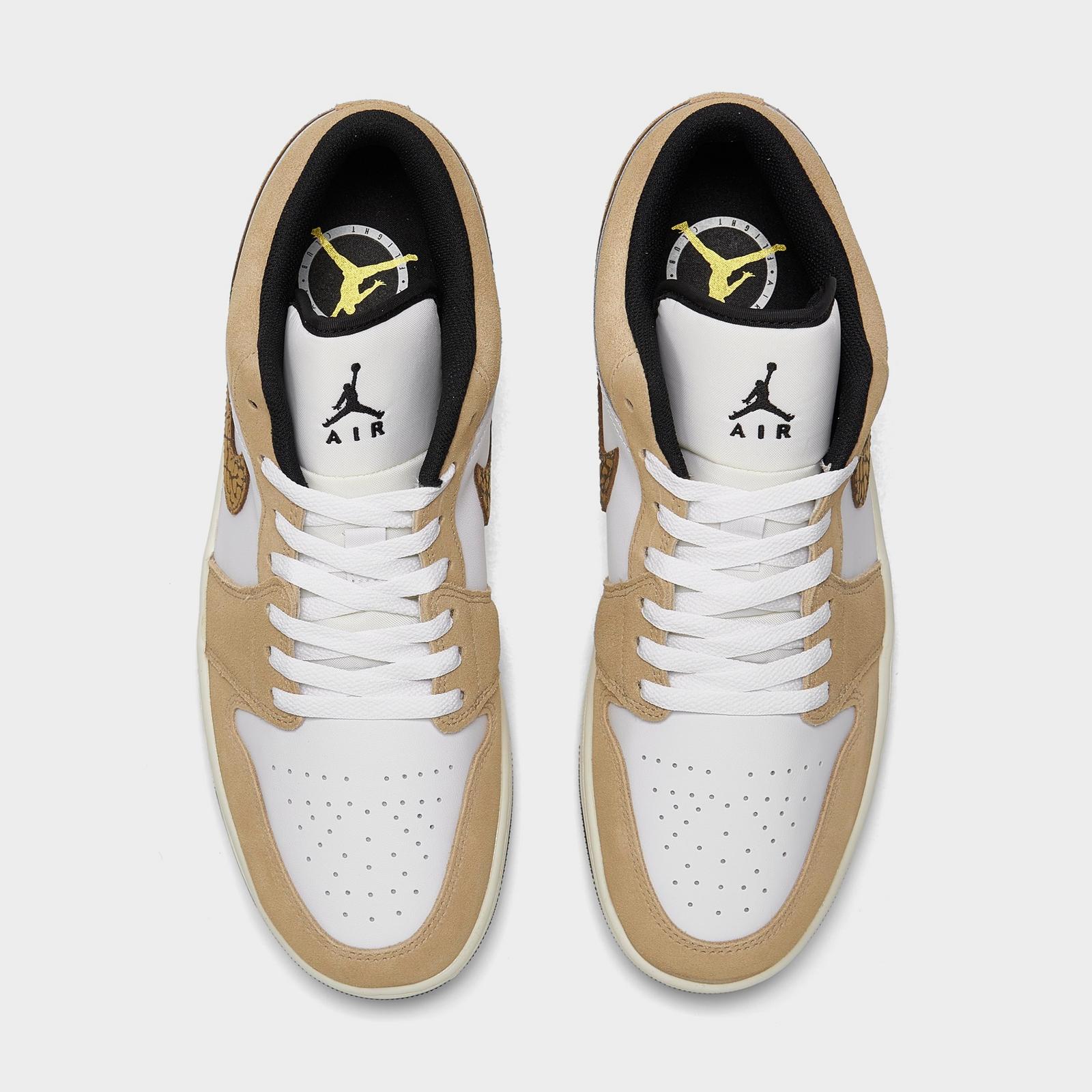 Air Jordan Retro 1 Low SE Casual Shoes - Hemp/Metallic Gold/White/Light British Tan/Black - Left shoe facing left. Outside of the shoe. - view 5