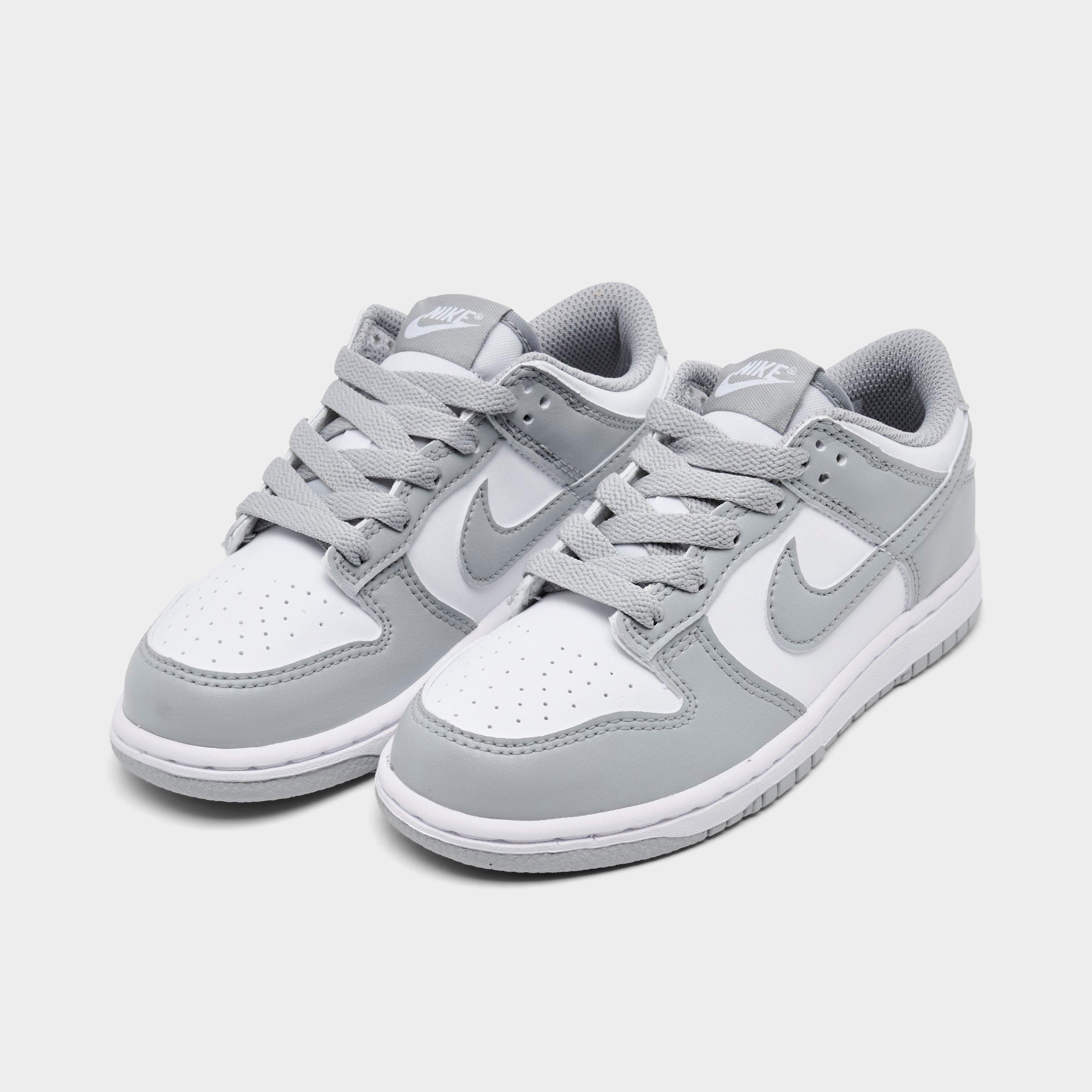 Little Kids' Nithtke Dunk Low Casual Shoes - Part 1 - White/Light Smoke Grey/White - Both shoes facing left