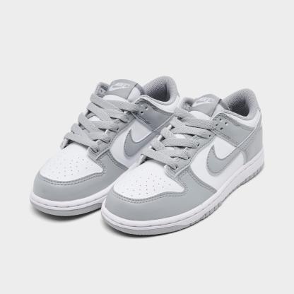 Little Kids' Nithtke Dunk Low Casual Shoes - Part 1 - White/Light Smoke Grey/White - Both shoes facing left