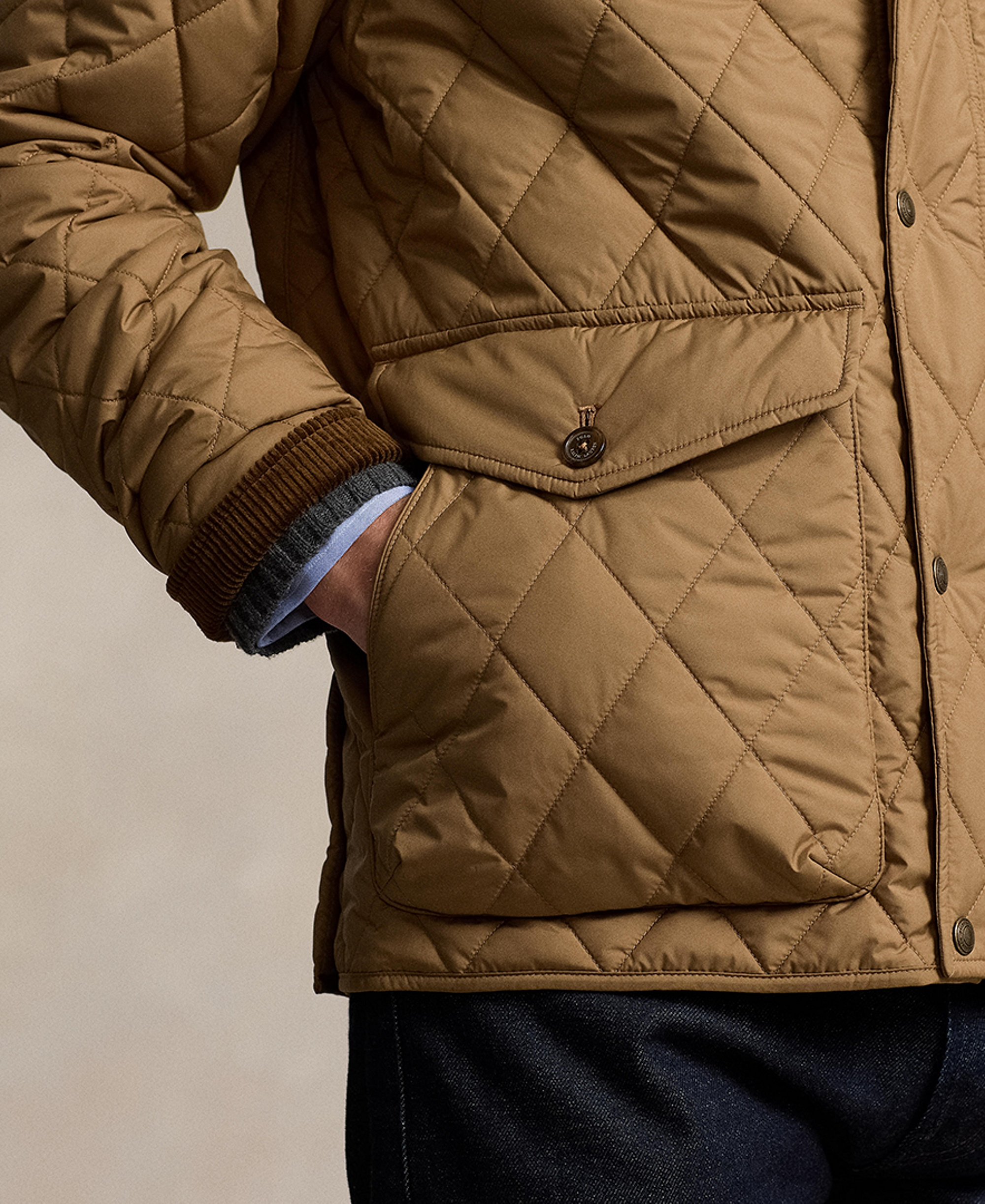 Polo Ralph Lauren Men's Beaton Quilted Water-Repellent Full-Zip Jacket - Honey Brown