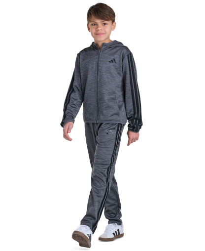 adidas Boys' 8-20 Long-Sleeve Hooded Jacket - Dark Gray Heather
