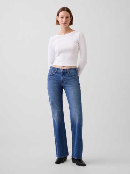 Mid Rise Relaxed Flare Jeans - Medium wash