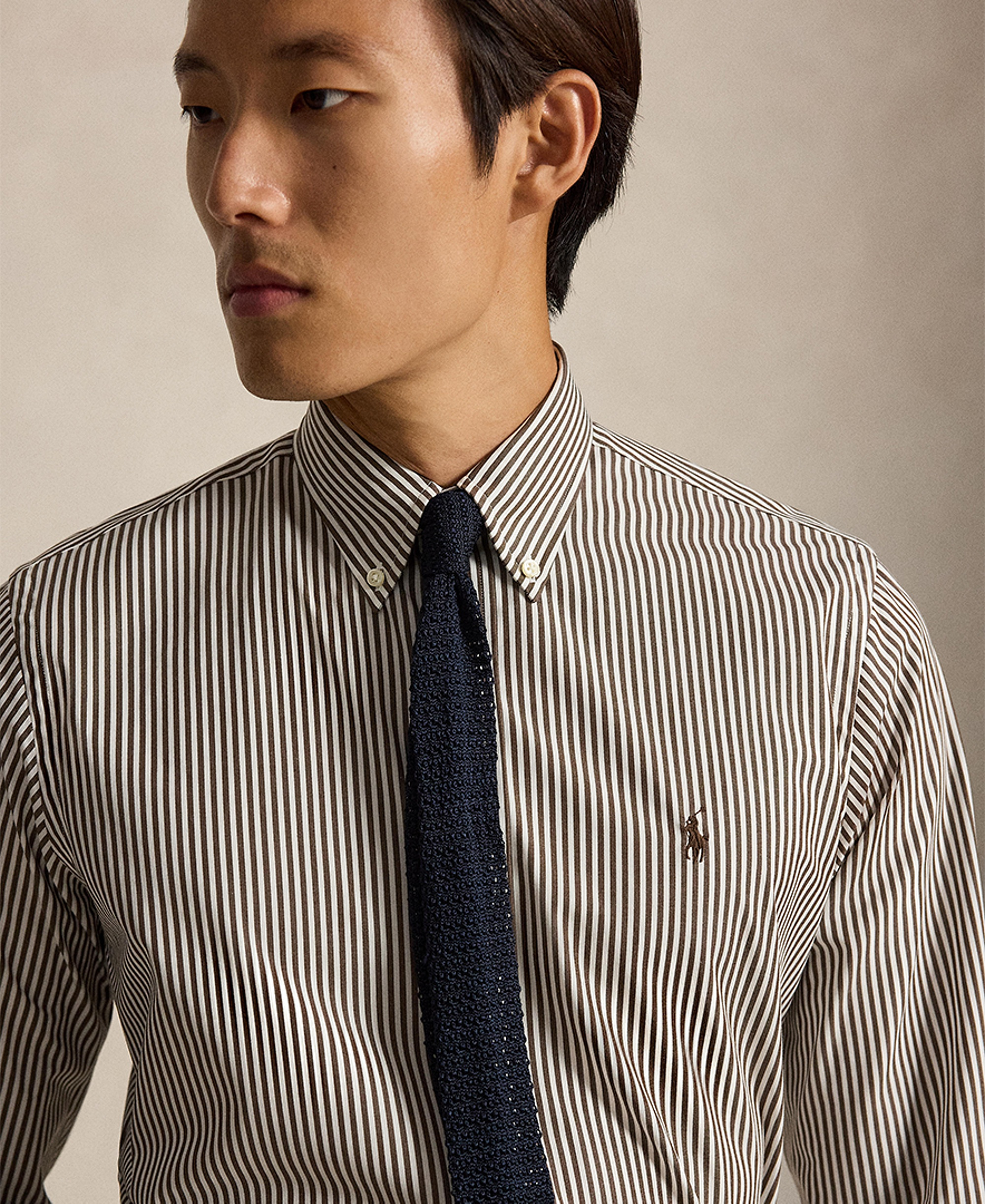 Polo Ralph Lauren Men's Stretch Poplin Shirt - Nutmug Brown White1