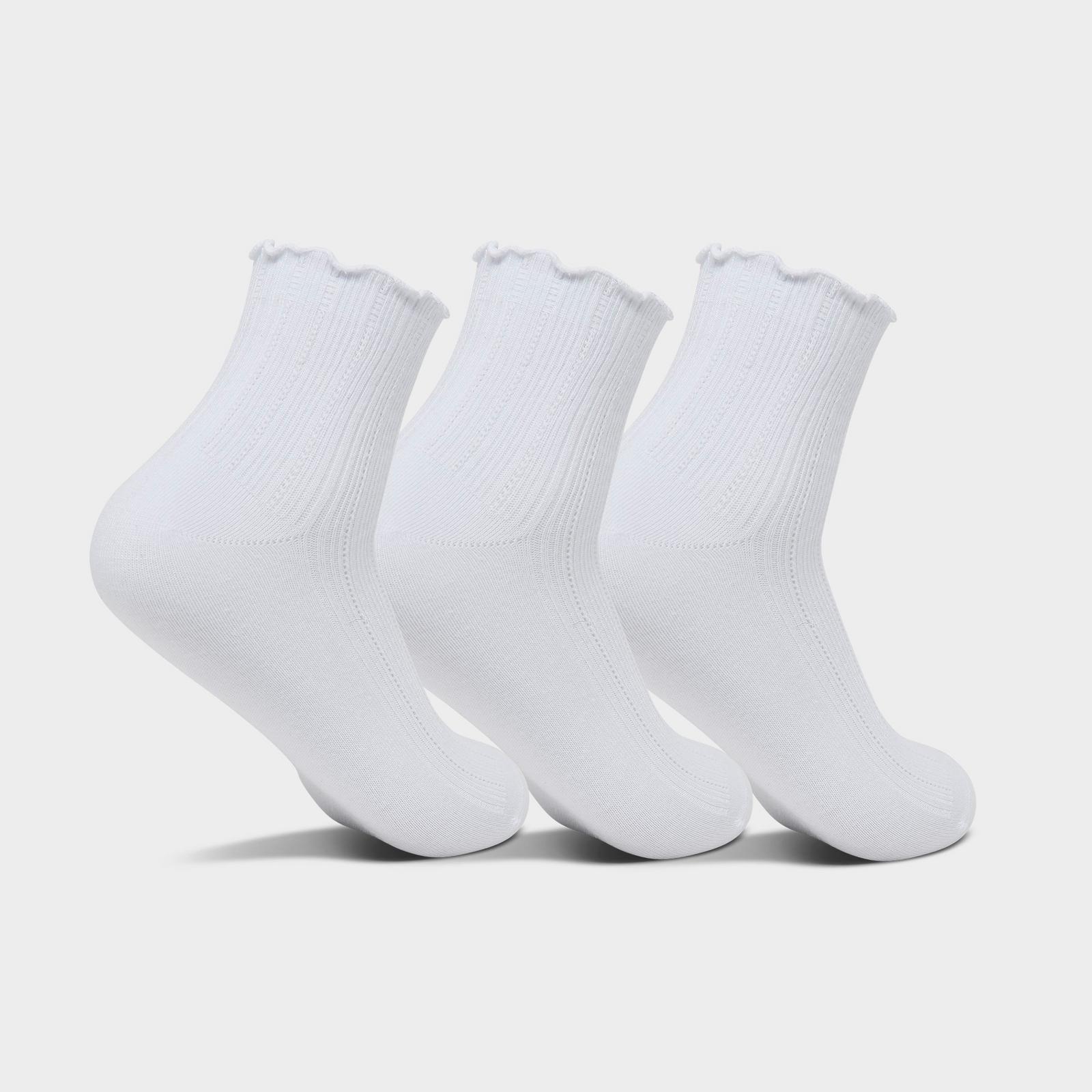 Women's adidas Originals Ruffle Quarter Socks (3-Pack) - White/Black - view 2