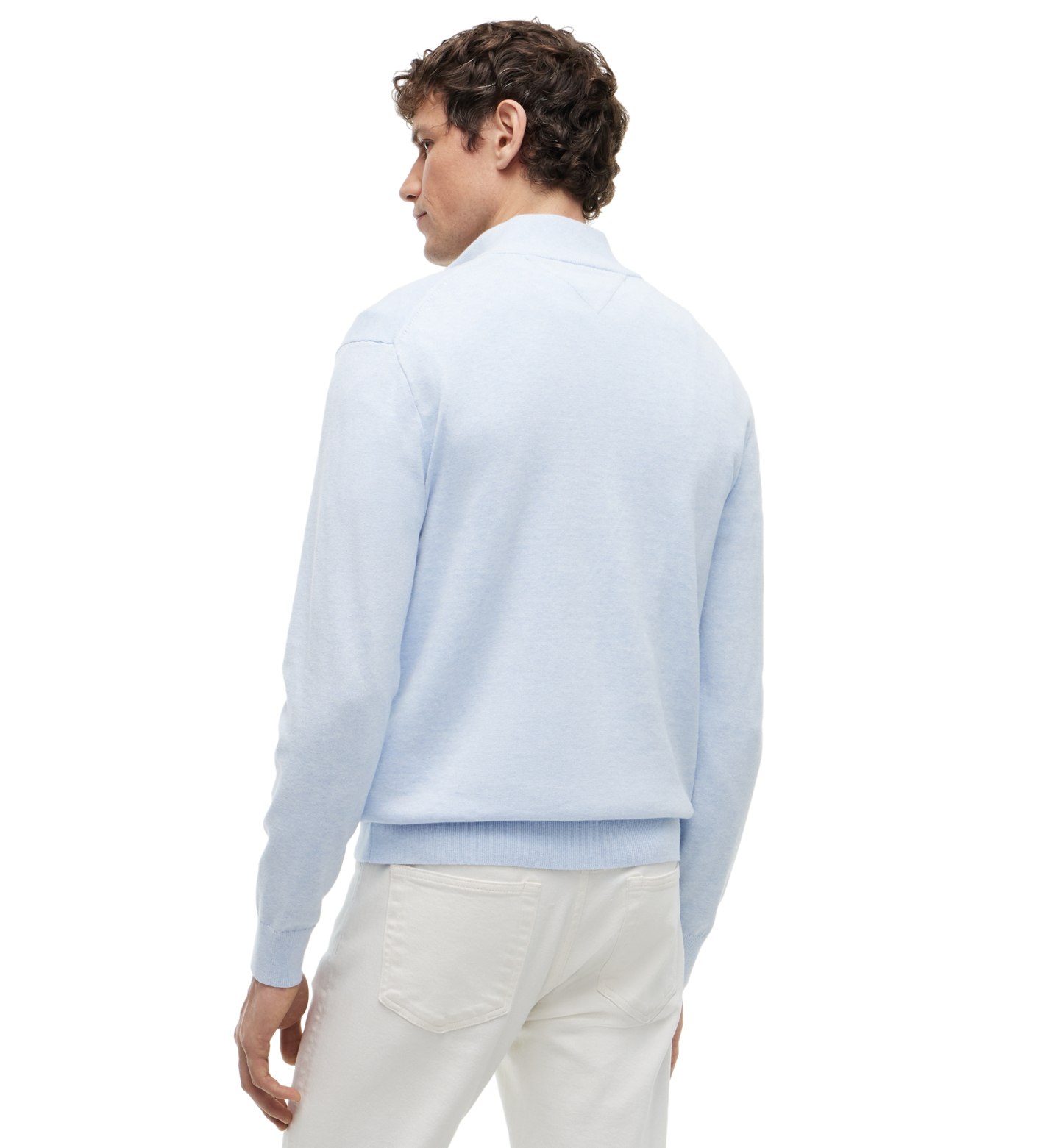 Tommy Hilfiger Men's Essential Cotton Quarter-Zip Sweater - Sky Blue Heather