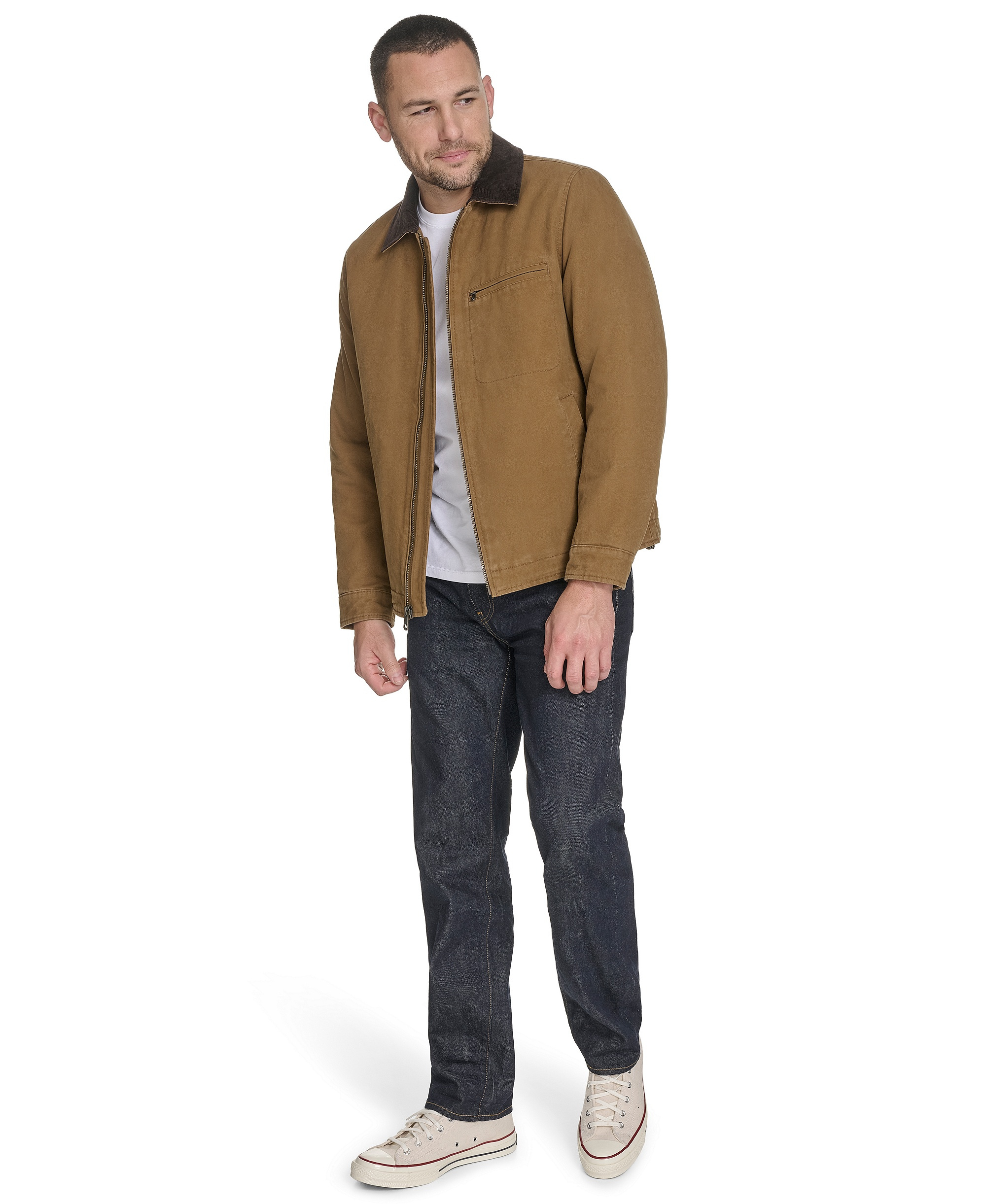 Levi's Men's Cotton Canvas Zip-Front Depot Jacket - Worker Brown