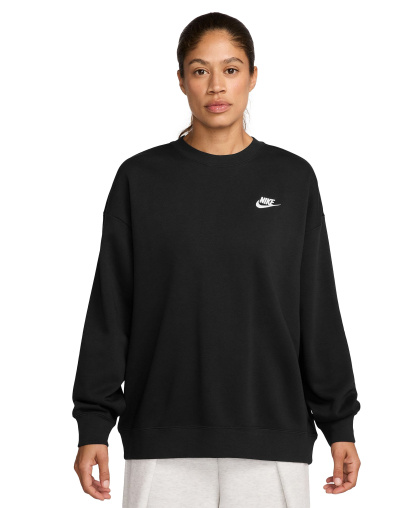 Nike Women's Sportswear Club Fleece Loose Crewneck Sweatshirt - Black/white