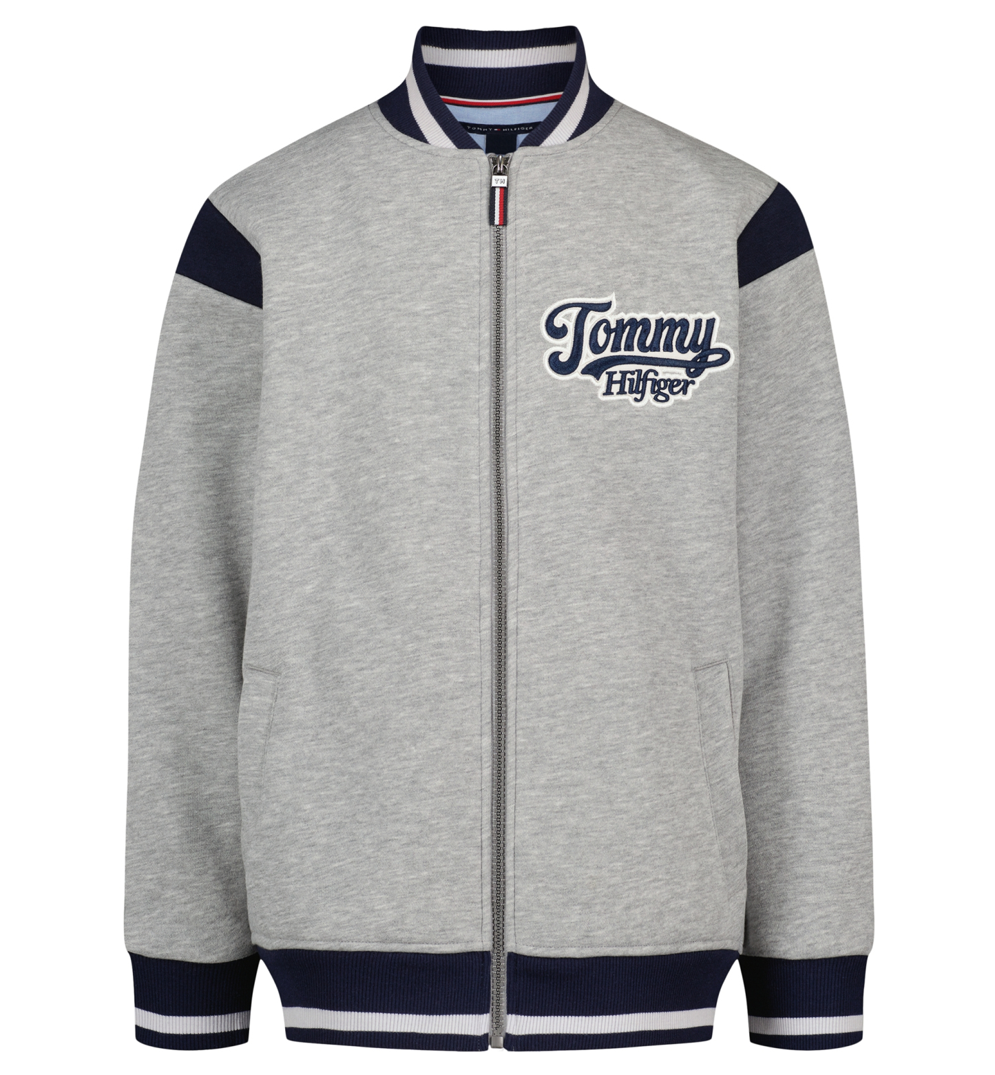 Tommy Hilfiger Boys' 8-20 Zip-Up Logo Bomber Jacket - Gray Heather