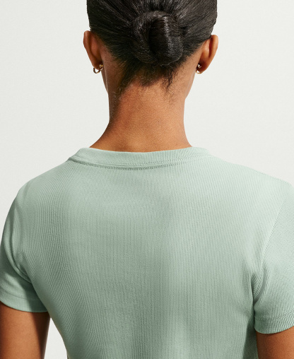 Nike Women's Sportswear Tight Ribbed Short-Sleeve T-Shirt - Steam