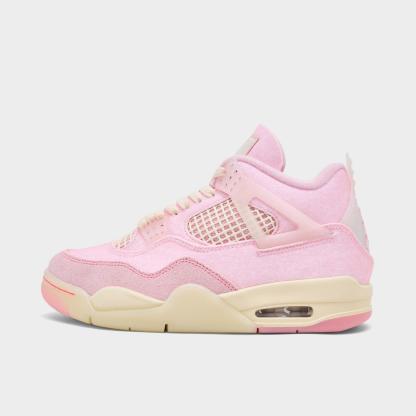 Women's Air Jordan Retro 4 Textile Casual Shoes - Pearl Pink/Iced Carmine/Coconut Milk/Muslin - view 1