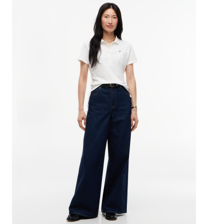 Tommy Hilfiger Women's Short-Sleeve Drawstring Polo Shirt - Ecru