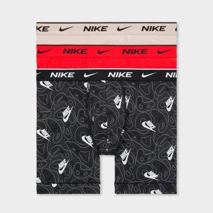 Men's Nithtke Stretch Cotton Boxer Briefs (3-Pack) - Typograph/Black/Red/Grey
