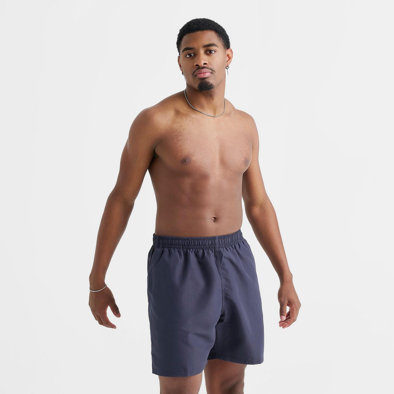 Men's Nike Swim Stack Logo Volley Shorts - Midnight Navy