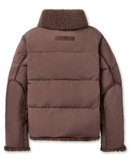 UGG Women's Wylda Oversized-Fit Shawl Collar Puffer Jacket - Burnt Cedar