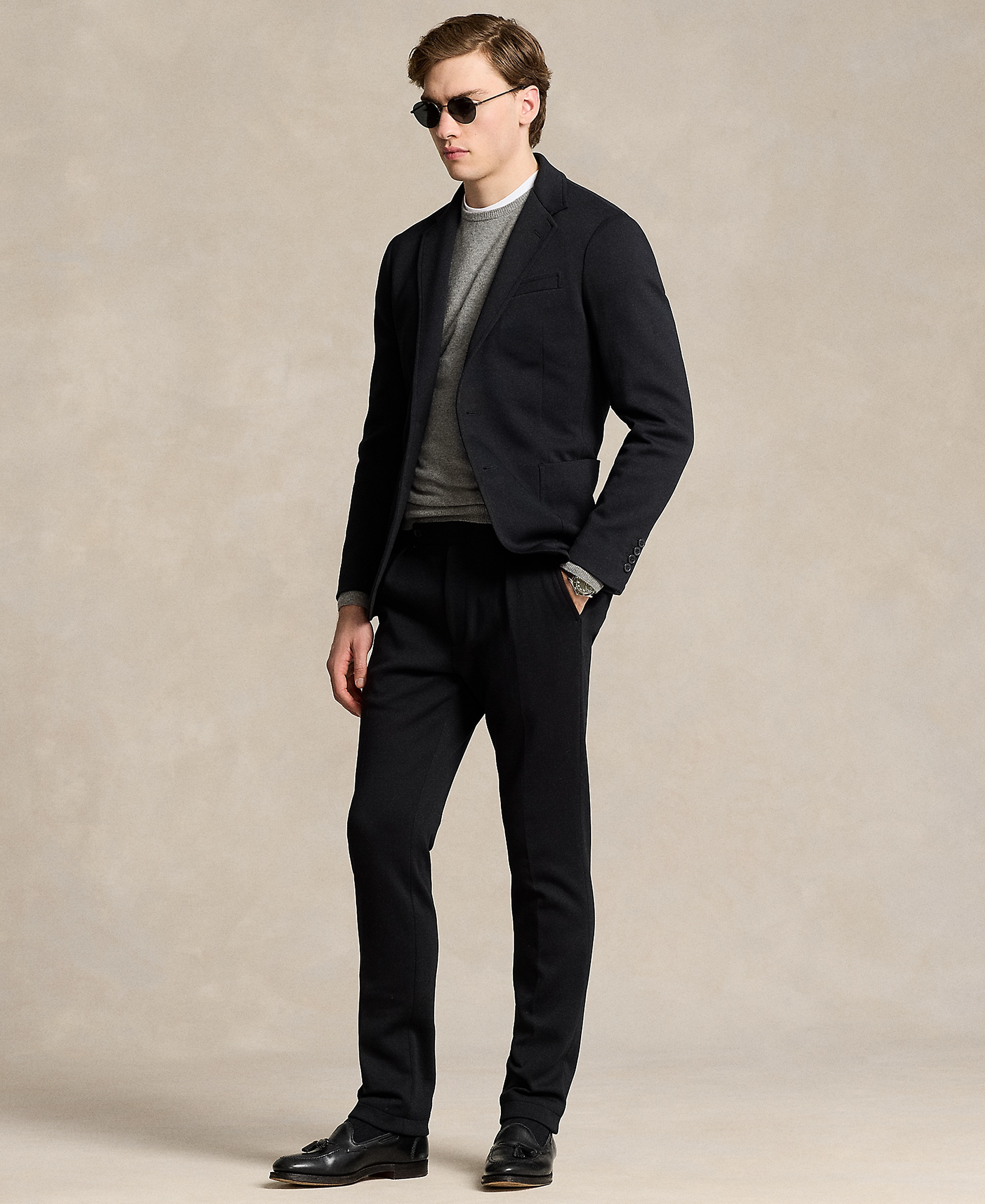 Polo Ralph Lauren Men's Pleated Double-Knit Suit Trousers - Black