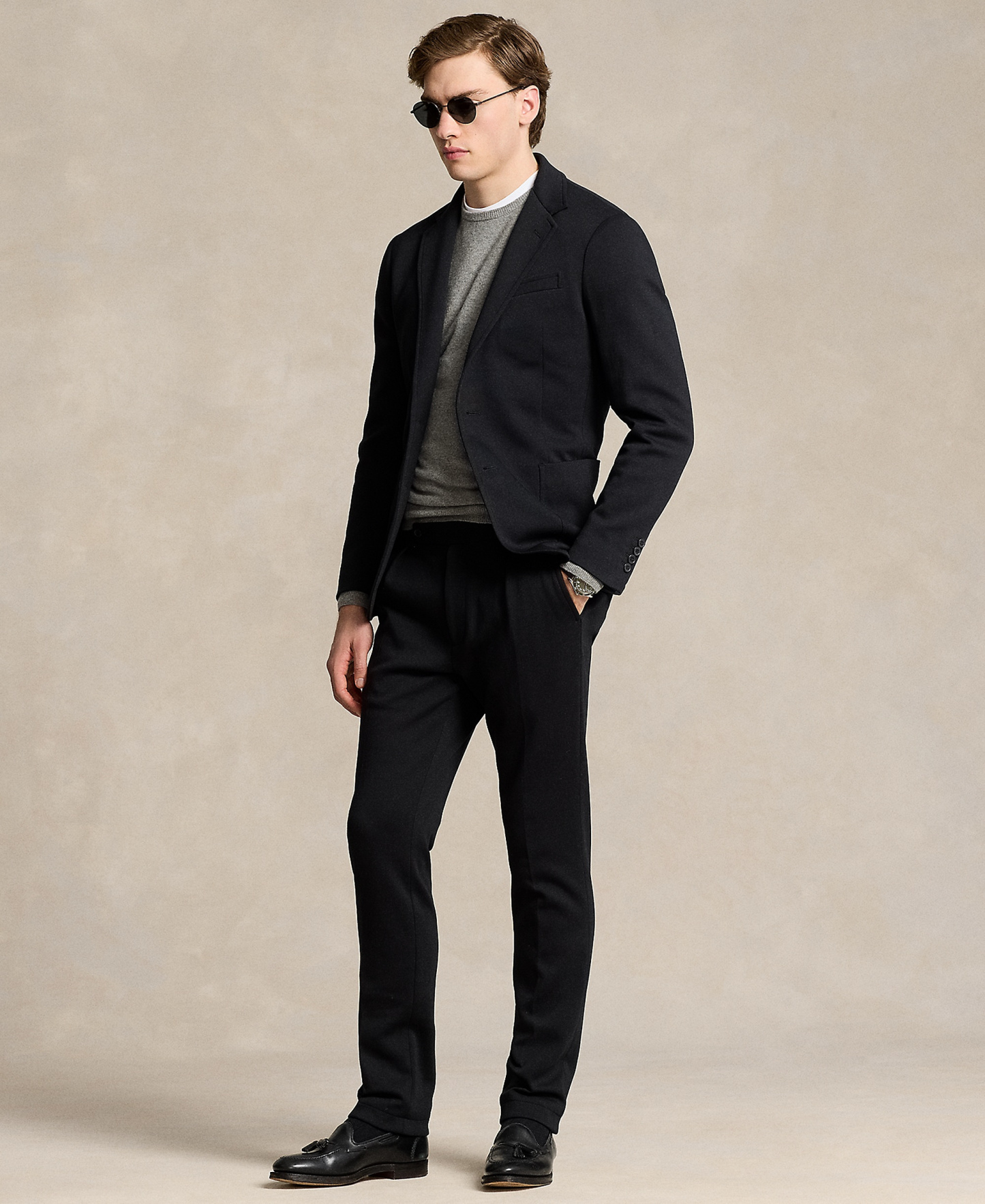 Polo Ralph Lauren Men's Pleated Double-Knit Suit Trousers - Black