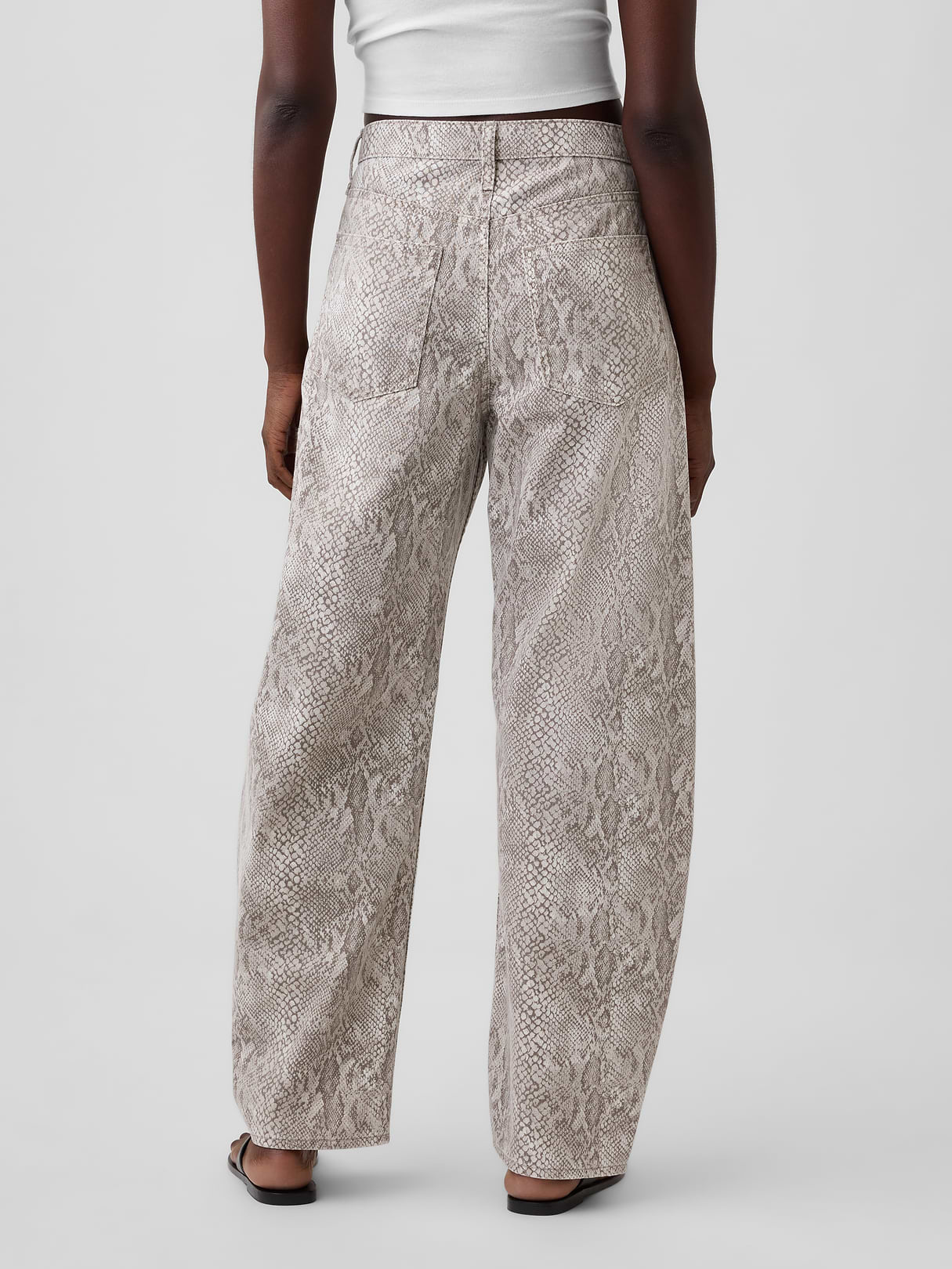 High Rise Barrel Cargo Jeans - Snake print