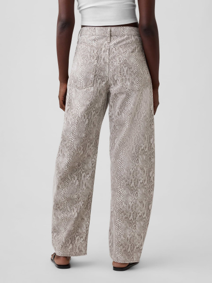 High Rise Barrel Cargo Jeans - Snake print
