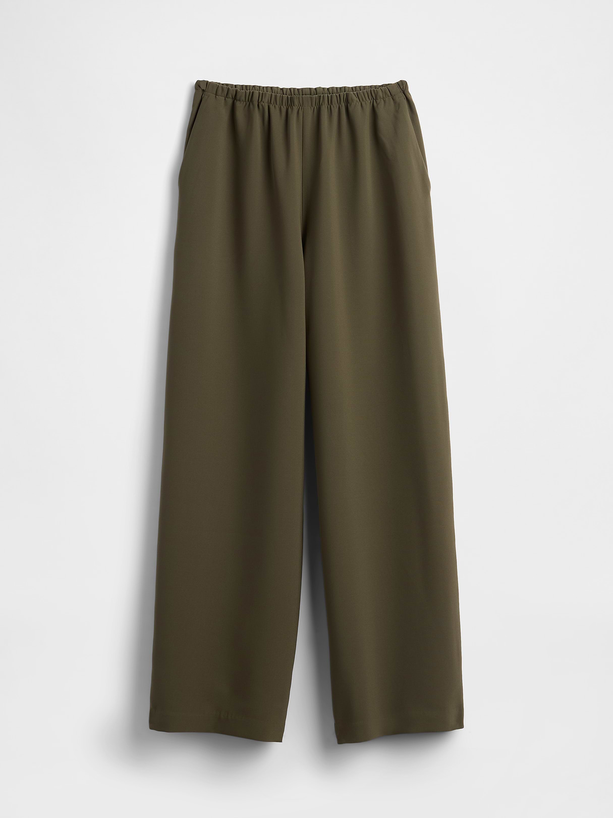 Easy Wide-Leg Pants - Black moss green