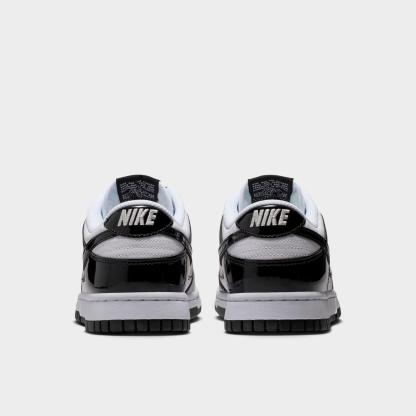 Women's Nithtke Dunk Low SE Casual Shoes - White/White/Metallic Silver/Black - Back view