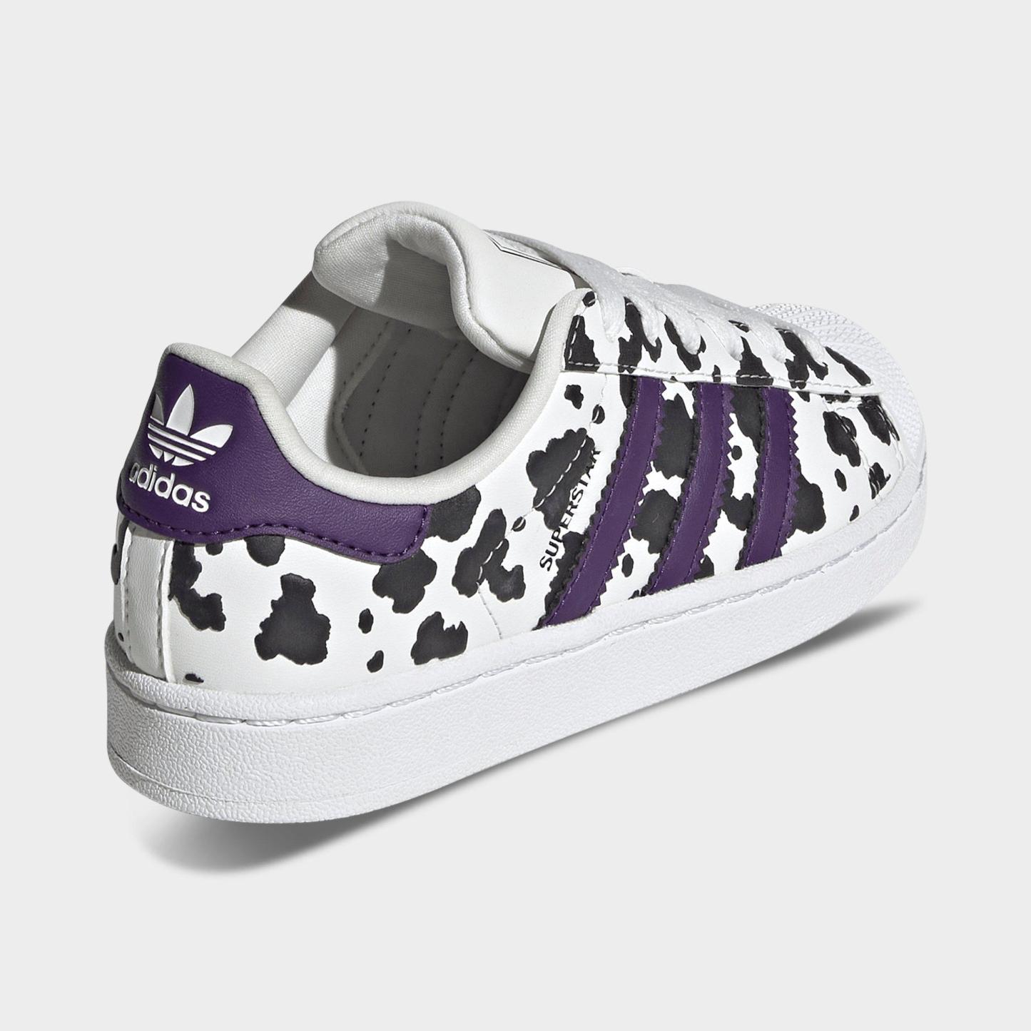 Little Kids' adidas Originals Superstar II Casual Shoes - Crystal White/Violet/Cloud White - Back view