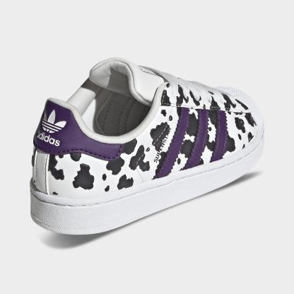 Little Kids' adidas Originals Superstar II Casual Shoes - Crystal White/Violet/Cloud White - Back view
