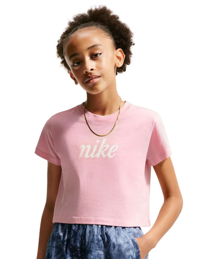 Nike Girls' 7-16 Sportswear Cropped Short-Sleeve T-Shirt - Med Soft Pink