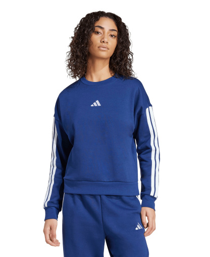 adidas Women's Essentials 3-Stripes Fleece Crew Neck Sweatshirt - Dark Blue/White