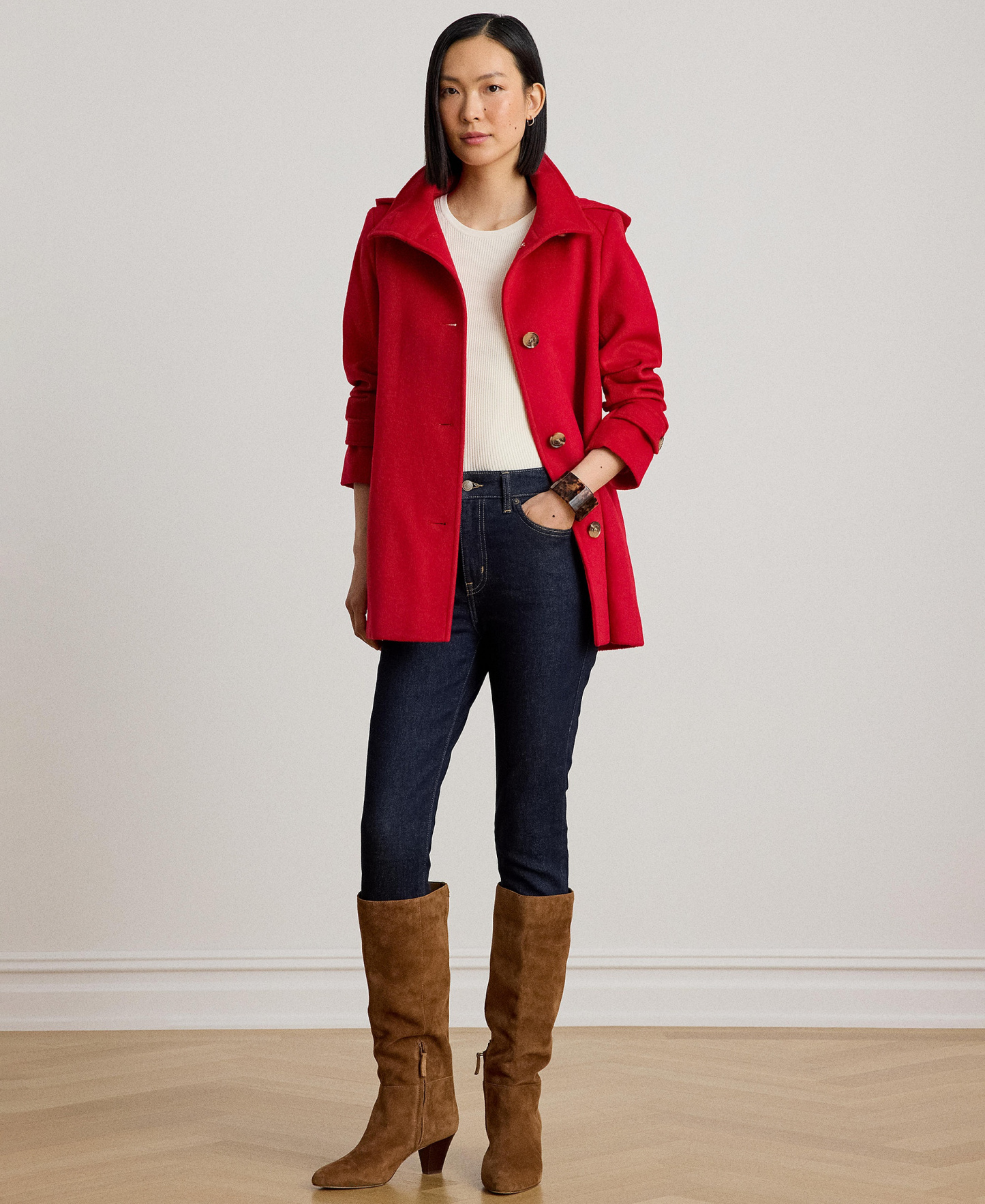 Lauren Ralph Lauren Women's Icon Hooded A-Line Coat, Created for Macy's - Red