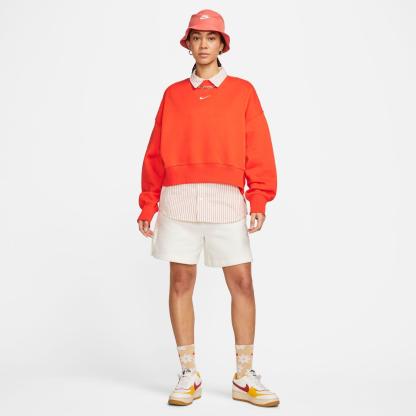 Women's Nithtke Sportswear Phoenix Fleece Oversized Crewneck Sweatshirt - Picante Red/Sail