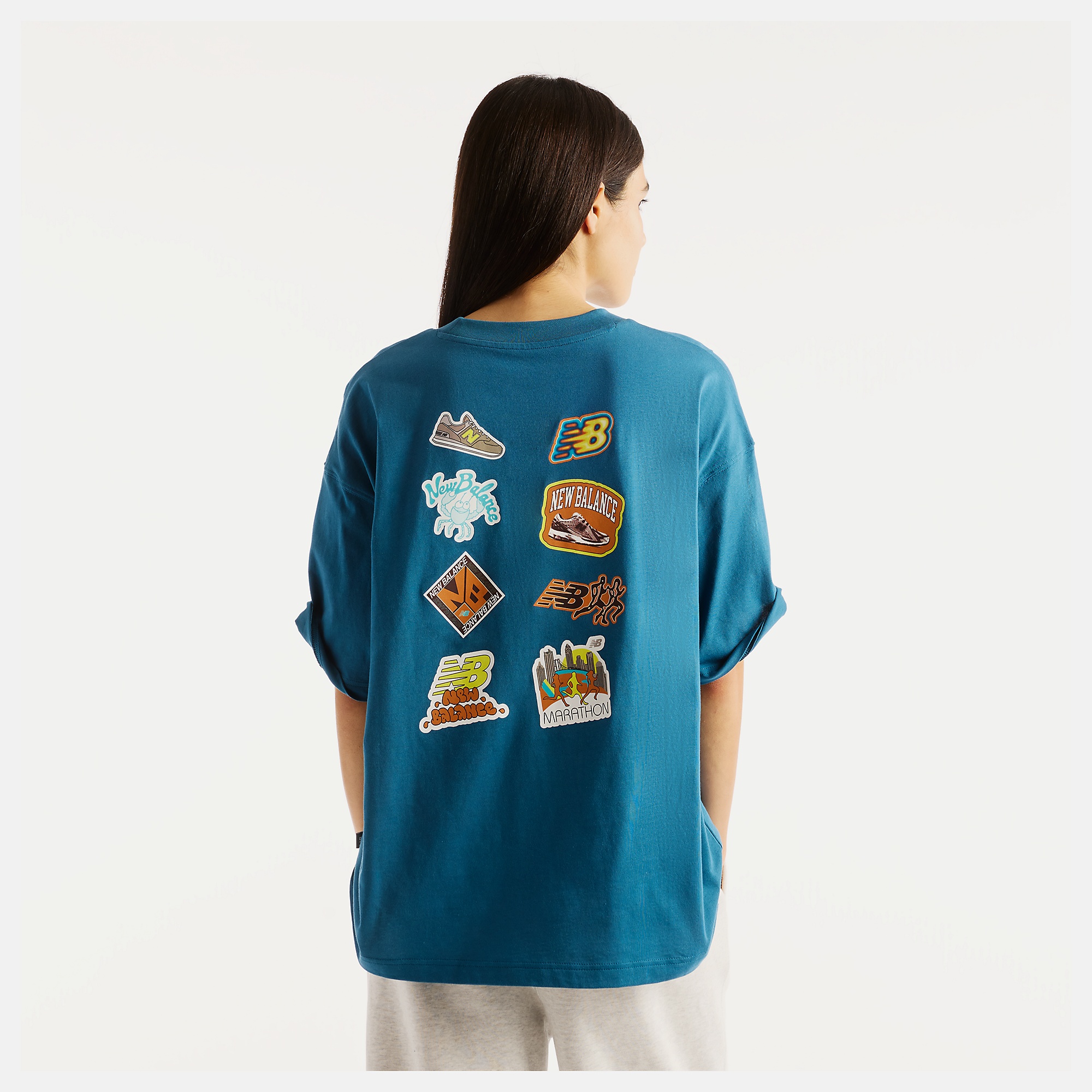 New Balance Sticker Pack Oversized T-Shirt, WT62P2R0STS
