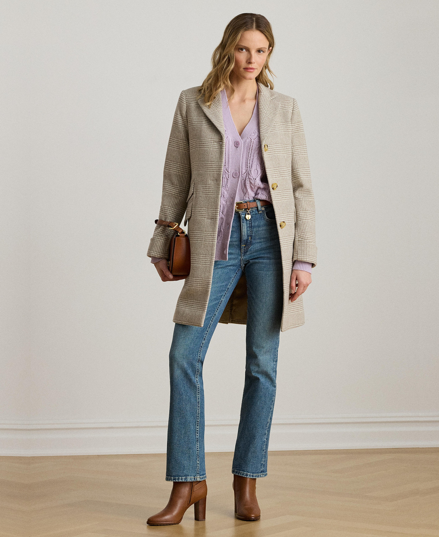 Lauren Ralph Lauren Women's Single-Breasted Walker Coat, Created for Macy's - Camel/Cream