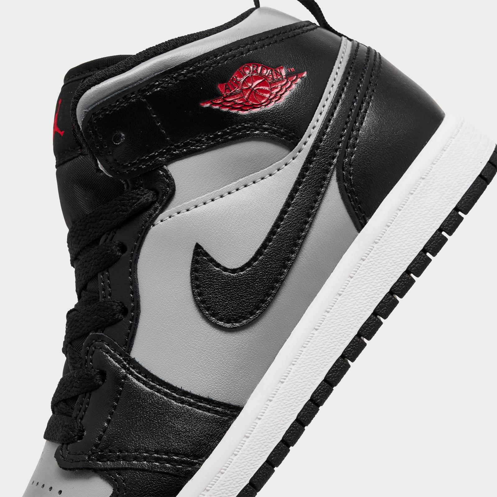 Little Kids' Air Jordan Retro 1 Mid Casual Shoes - Black/Gym Red/Particle Grey/White - view 3