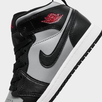 Little Kids' Air Jordan Retro 1 Mid Casual Shoes - Black/Gym Red/Particle Grey/White - view 3