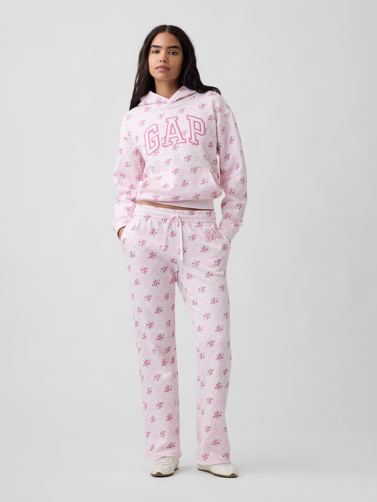 Relaxed Gap Logo Hoodie - Pink bow