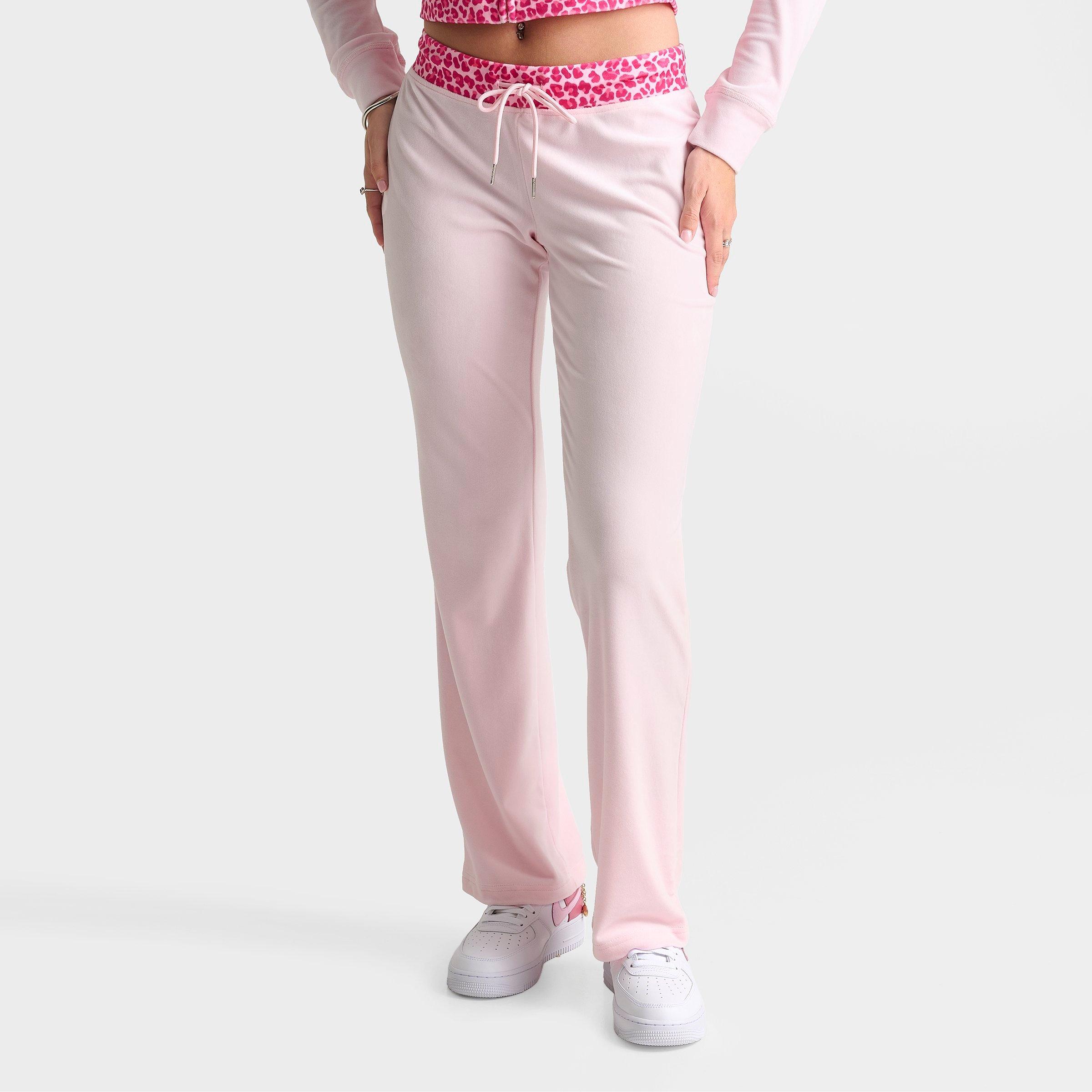 Women's Juicy Couture OG Big Bling Velour Track Pants - Pink/Leopard