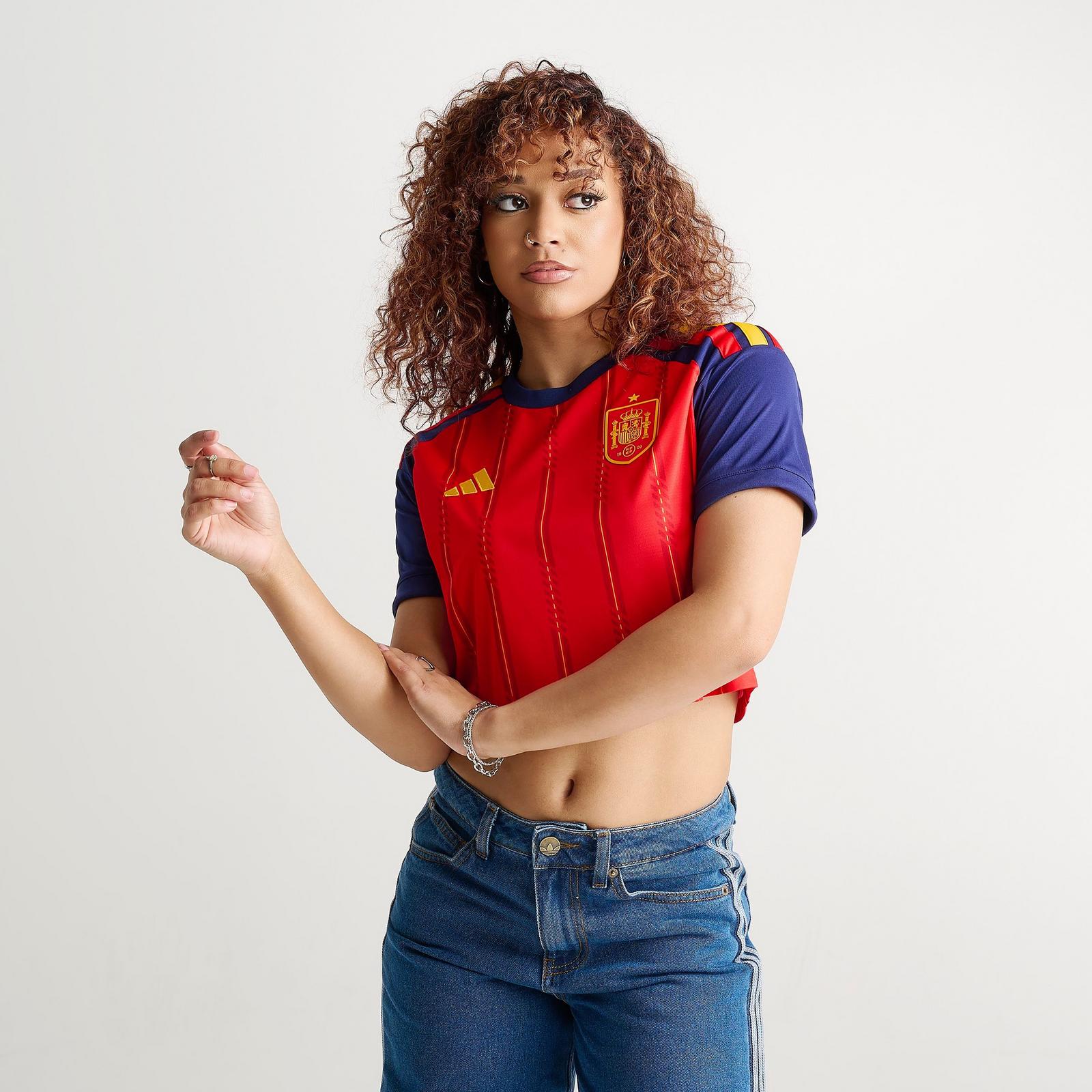 Women's adidas Spain 2026 Home Cropped Jersey - Vivid Red - view 3