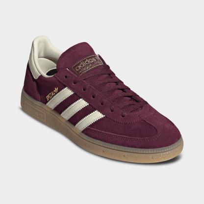Women's adidas Originals Handball Spezial Casual Shoes - Part 3 - Maroon/Cream White/Gold Metallic - Both shoes facing left