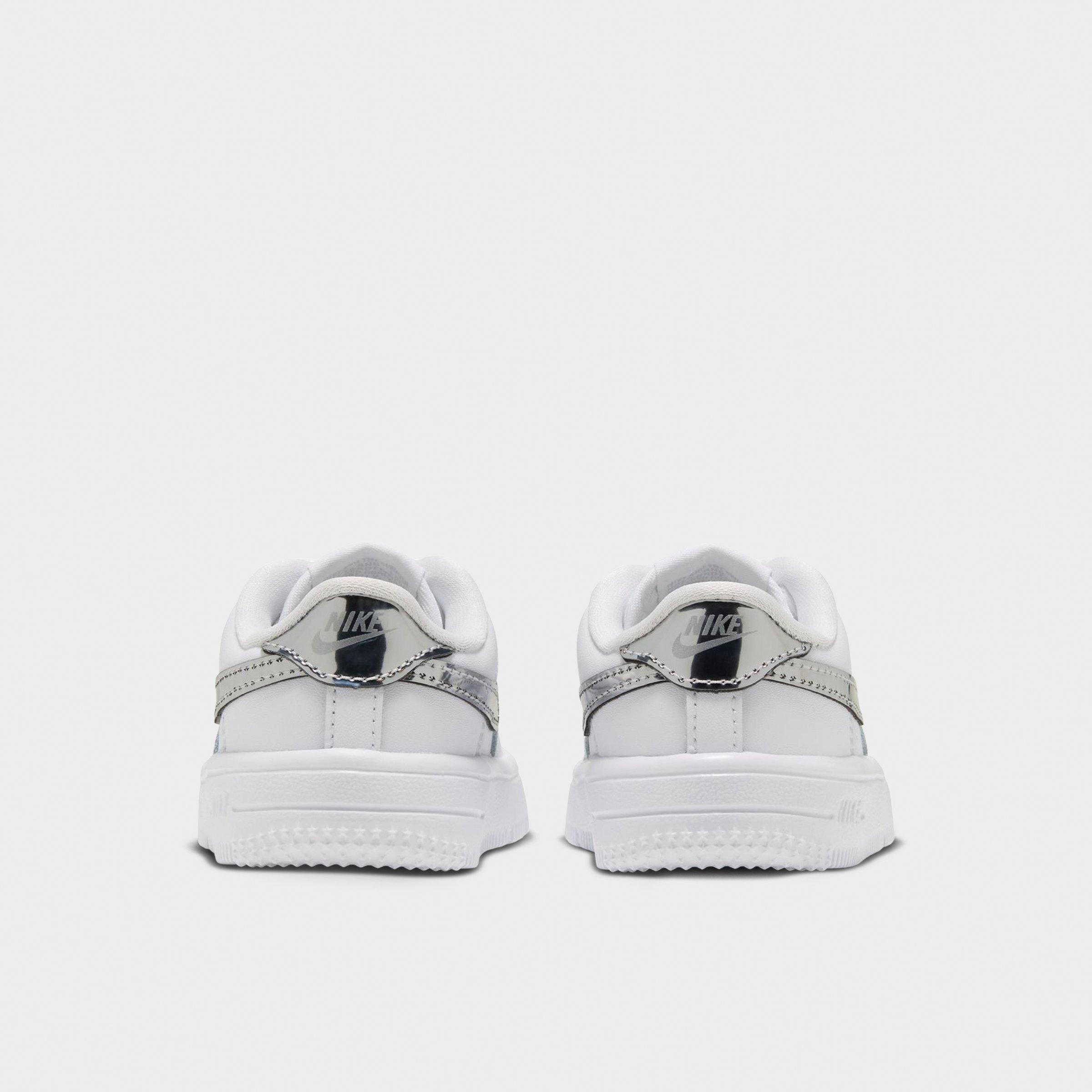 Infant and Kids' Toddler Nithtke Force 1 Low Casual Shoes - Part 1 - White/Metallic Silver - Back view