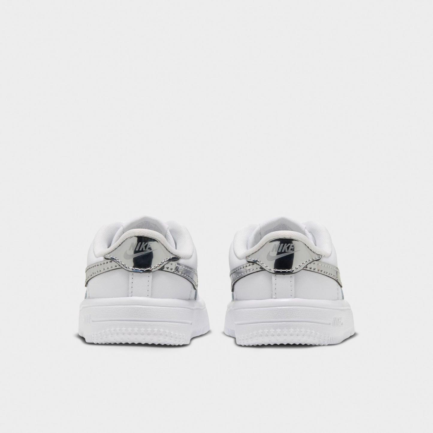 Infant and Kids' Toddler Nithtke Force 1 Low Casual Shoes - Part 1 - White/Metallic Silver - Back view