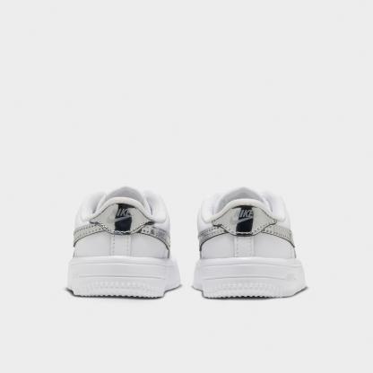 Infant and Kids' Toddler Nithtke Force 1 Low Casual Shoes - Part 1 - White/Metallic Silver - Back view