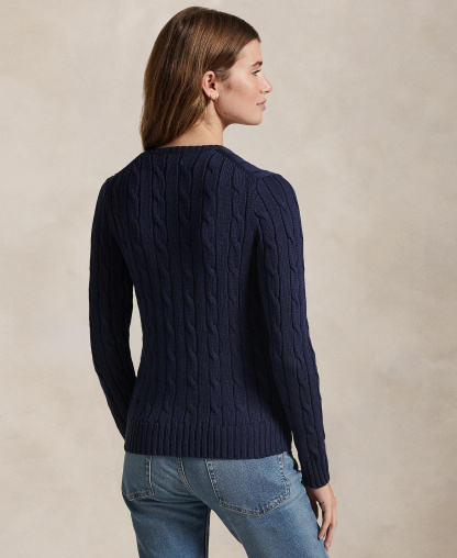 Polo Ralph Lauren Women's Cable-Knit Cotton V-Neck Sweater - Hunter Navy