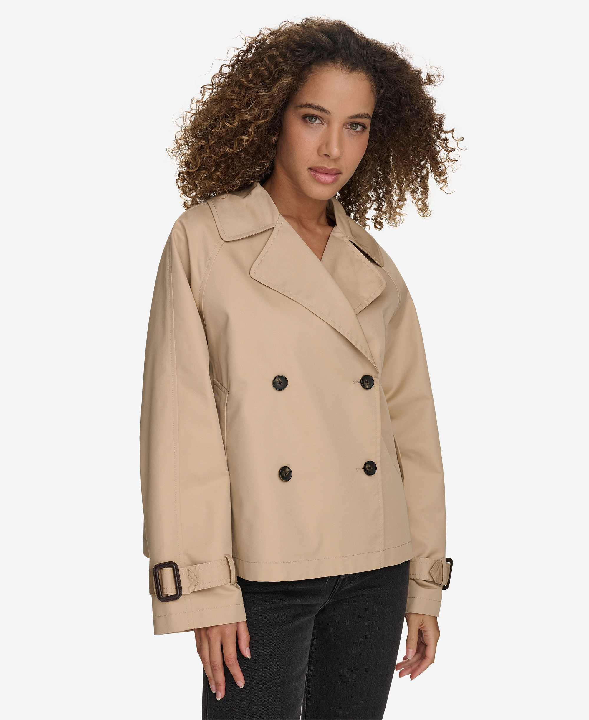 Levi's Women's Regular Short Double Breasted Trench Coat - Khaki