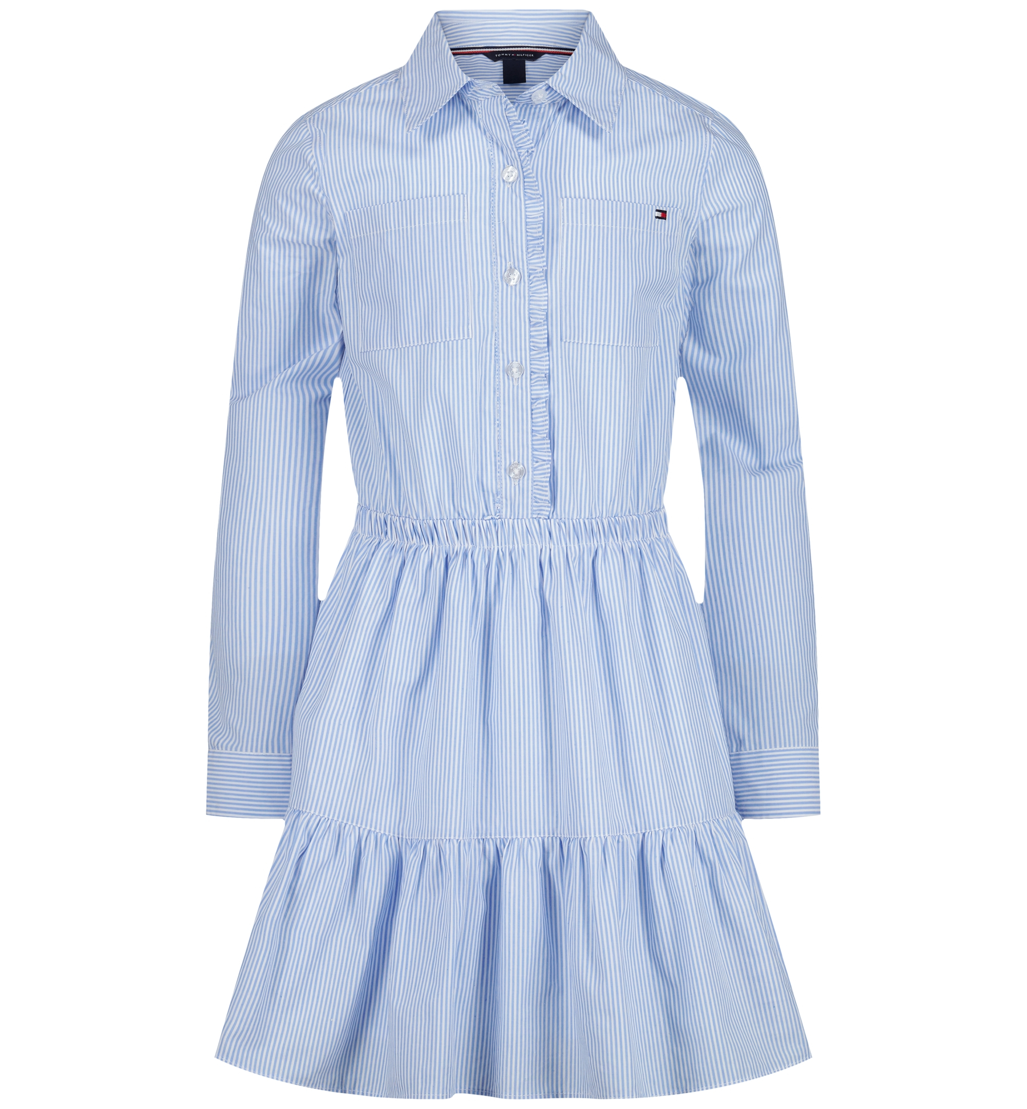 Tommy Hilfiger Girls' 7-16 Striped Long-Sleeve Shirt Dress - White