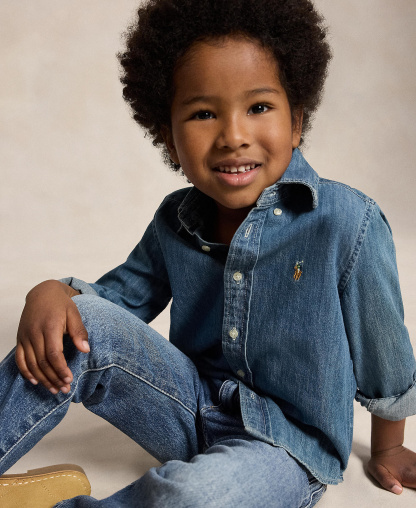 Polo Ralph Lauren Toddler and Little Boys Cotton Chambray Shirt - Dark Blue
